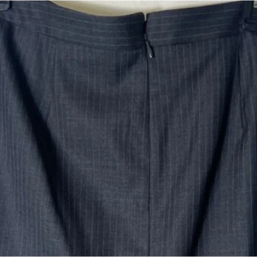 J. Crew Pinstripe Charcoal Lightweight Summer Wool Midi Column Work & Play Skirt